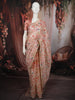 Coral Peach Abstract Sequins Embroidered Design Pure Organza Party Wear Saree with Lace Border