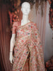 Coral Peach Abstract Sequins Embroidered Design Pure Organza Party Wear Saree with Lace Border
