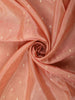 Coral Peach Butta Woven Design Soft Tissue Saree with Scalloped Border
