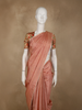Coral Peach Butta Woven Design Soft Tissue Saree with Scalloped Border