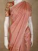 Coral Peach Butta Woven Design Soft Tissue Saree with Scalloped Border