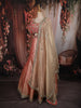 Coral Peach Floral Beads and Mirror Embroidered Design Tissue Silk Mermaid Lehenga With Dupatta