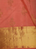 Coral Peach Floral Butta Zari Woven Design Pure Kanchipuram Silk Saree with Zari Border