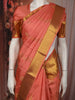 Coral Peach Floral Butta Zari Woven Design Pure Kanchipuram Silk Saree with Zari Border