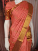 Coral Peach Floral Butta Zari Woven Design Pure Kanchipuram Silk Saree with Zari Border