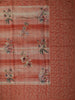 Coral Peach Floral Printed Design Pure Tussar Saree with Thread Embroidered Border