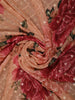 Coral Peach Floral Sequins Embellished Design Georgette Saree with Embroidered Border