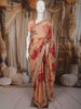 Coral Peach Floral Sequins Embellished Design Georgette Saree with Embroidered Border