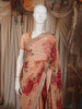 Coral Peach Floral Sequins Embellished Design Georgette Saree with Embroidered Border