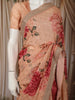 Coral Peach Floral Sequins Embellished Design Georgette Saree with Embroidered Border