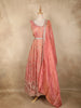 Coral Peach Floral Sequins and Beads Embroidered Desig Tissue Silk Gown with Dupatta