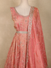 Coral Peach Floral Sequins and Beads Embroidered Desig Tissue Silk Gown with Dupatta