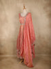 Coral Peach Floral Sequins and Beads Embroidered Desig Tissue Silk Gown with Dupatta