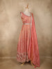 Coral Peach Floral Sequins and Beads Embroidered Desig Tissue Silk Gown with Dupatta
