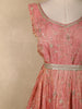 Coral Peach Floral Sequins and Beads Embroidered Desig Tissue Silk Gown with Dupatta