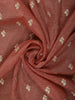 Coral Peach Floral Thread Embroidered Design Crushed Fancy Saree with Floral Border