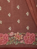 Coral Peach Floral Thread Embroidered Design Crushed Fancy Saree with Floral Border