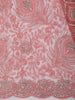 Coral Peach Floral Thread Embroidered and Sone Embellished Design Pure Organza Designer Saree with Scalloped Border