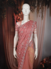 Coral Peach Floral Thread Embroidered and Sone Embellished Design Pure Organza Designer Saree with Scalloped Border