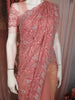 Coral Peach Floral Thread Embroidered and Sone Embellished Design Pure Organza Designer Saree with Scalloped Border