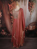 Coral Peach Floral Thread and Zari Embroidered Design Organza Lehenga with Dupatta