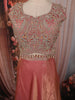 Coral Peach Floral Thread and Zari Embroidered Design Organza Lehenga with Dupatta