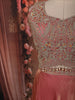 Coral Peach Floral Thread and Zari Embroidered Design Organza Lehenga with Dupatta