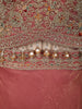 Coral Peach Floral Thread and Zari Embroidered Design Organza Lehenga with Dupatta