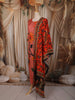 Coral Peach Floral Vine Printed Design Cotton Straight Cut Salwar Suit with Dupatta