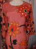 Coral Peach Floral Vine Printed Design Cotton Straight Cut Salwar Suit with Dupatta