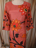 Coral Peach Floral Vine Printed Design Cotton Straight Cut Salwar Suit with Dupatta