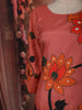 Coral Peach Floral Vine Printed Design Cotton Straight Cut Salwar Suit with Dupatta