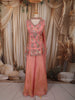 Coral Peach Floral Vine Thread and Beads Embroidered Design Tissue Part Wear Palazzo Suit with Choker Dupatta