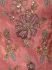 Coral Peach Floral Vine Thread and Beads Embroidered Design Tissue Part Wear Palazzo Suit with Choker Dupatta