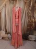 Coral Peach Floral Vine Thread and Beads Embroidered Design Tissue Part Wear Palazzo Suit with Choker Dupatta