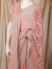 Coral Peach Floral Vine Zari Embroidered Design Georgette Saree with Matching Grand Dupatta