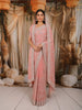 Coral Peach Floral Vine Zari Embroidered Design Georgette Saree with Matching Grand Dupatta