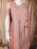 Coral Peach Floral Vine Zari Embroidered Design Georgette Saree with Matching Grand Dupatta