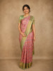 Coral Peach Floral Woven Design Art Silk Designer Saree