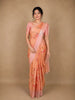 Coral Peach Floral Woven Design Pure Tussar Saree with Contrast Designer Border
