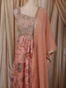 Coral Peach Floral Zari Embroidered Design Georgette Palazzo Suit with Dupatta