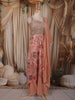 Coral Peach Floral Zari Embroidered Design Georgette Palazzo Suit with Dupatta