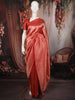 Coral Peach Floral Zari Embroidered Design Pure Banarasi Silk Festive Saree with Zari Border