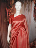 Coral Peach Floral Zari Embroidered Design Pure Banarasi Silk Festive Saree with Zari Border