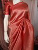 Coral Peach Floral Zari Embroidered Design Pure Banarasi Silk Festive Saree with Zari Border