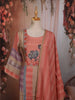 Coral Peach Geometric Printed Design Pure Cotton Party Wear Palazzo Suit with Matching Dupatta