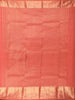 Coral Peach Geometric Zari Woven Design Pure Kanchipuram Silk Saree with Zari Border