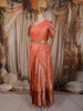 Coral Peach Paisley Zari Woven Design Art Silk Kids Pattu Pavadai with Matching Dupatta and Designer Hip Belt