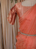 Coral Peach Paisley Zari Woven Design Art Silk Kids Pattu Pavadai with Matching Dupatta and Designer Hip Belt