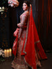 Coral Peach Traditional Full Hand Work Zardozi Embroidered Design Pure Tissue Silk Wedding Lehenga with Matching Dupatta